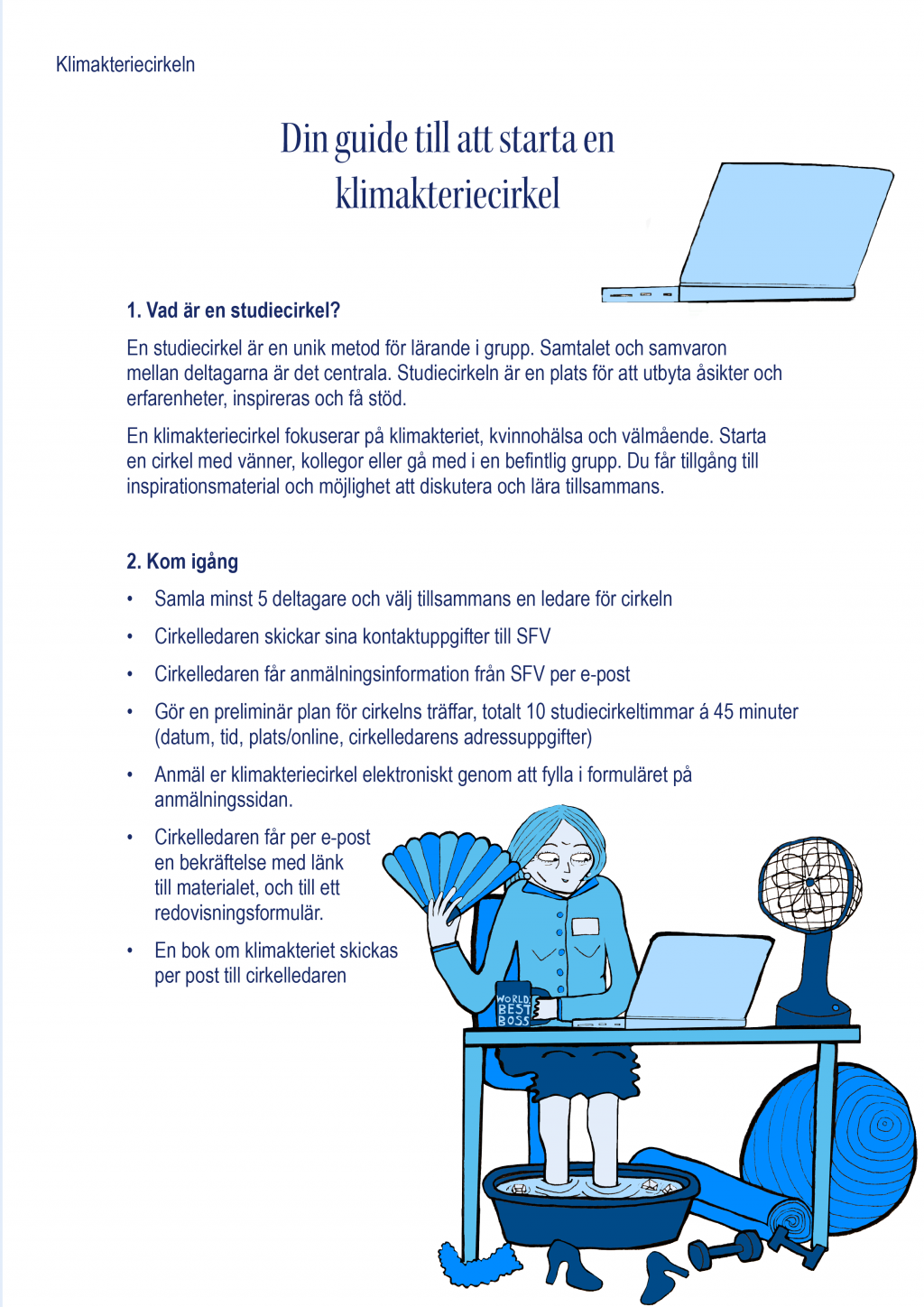 Bild med text om hur du går till väga för att starta en studiecirkel om klimakteriet